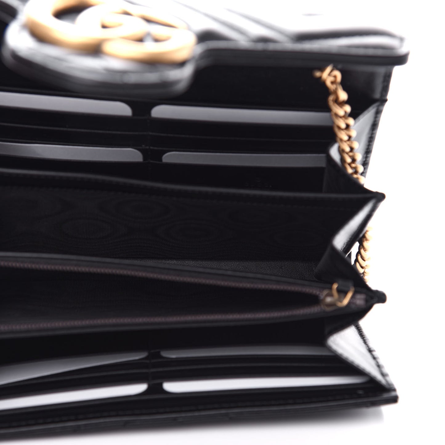Calfskin Matelasse GG Marmont Chain Wallet Black