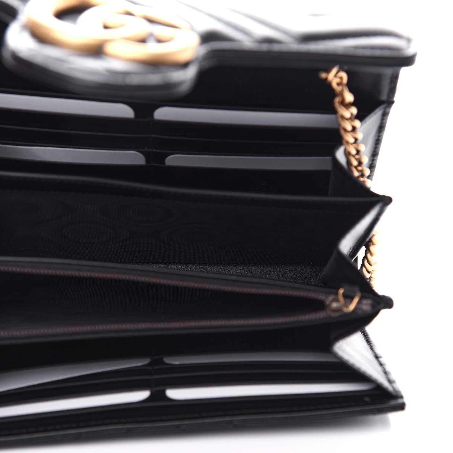 Gucci Calfskin Matelasse GG Marmont Chain Wallet Black 5 of 11