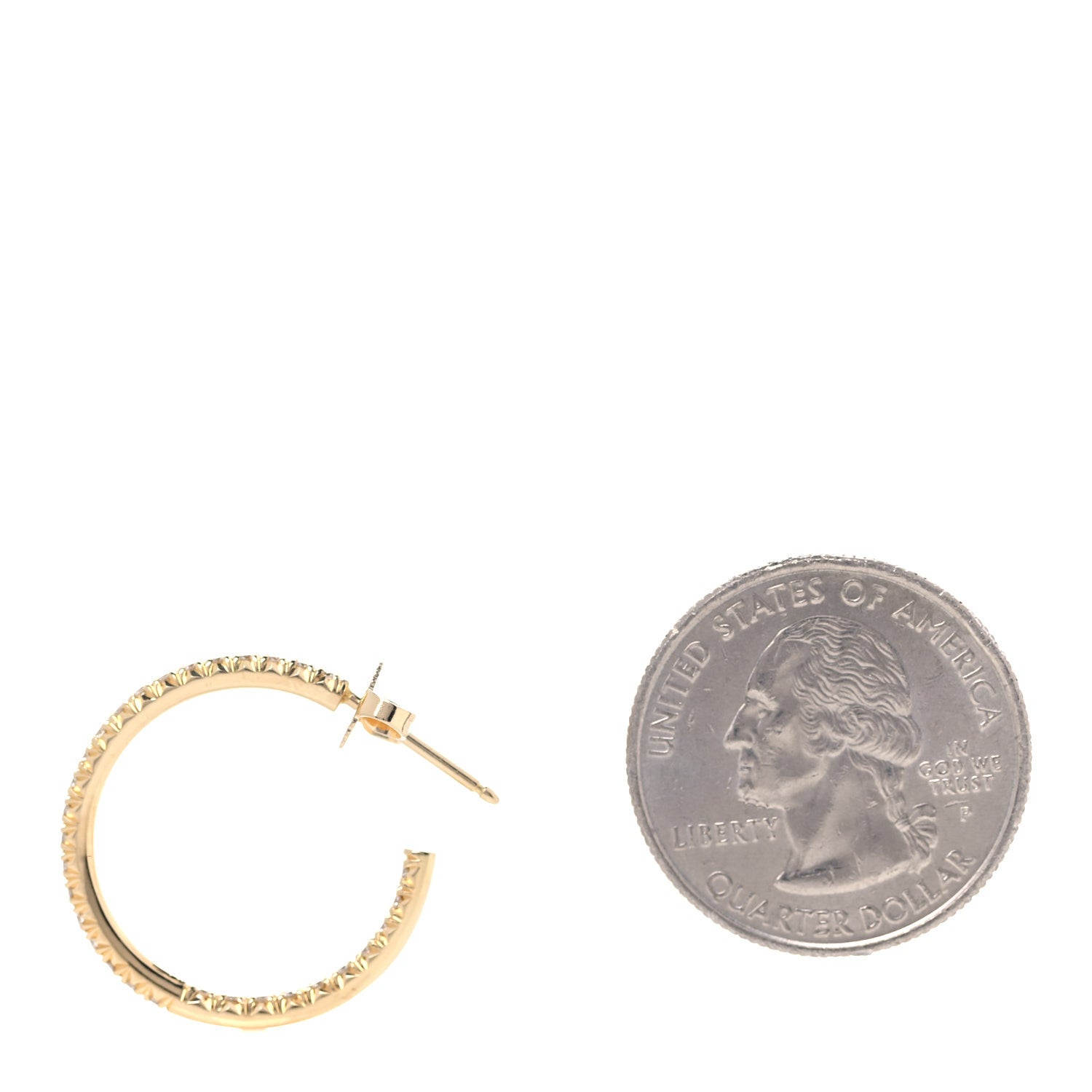 Tiffany 18K Yellow Gold Diamond Medium Metro Hoop Earrings 2 of 7