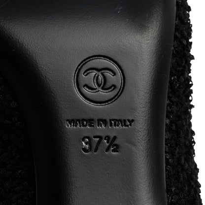 Chanel Tweed Patent Calfskin Pumps 37.5 Black 8 of 8