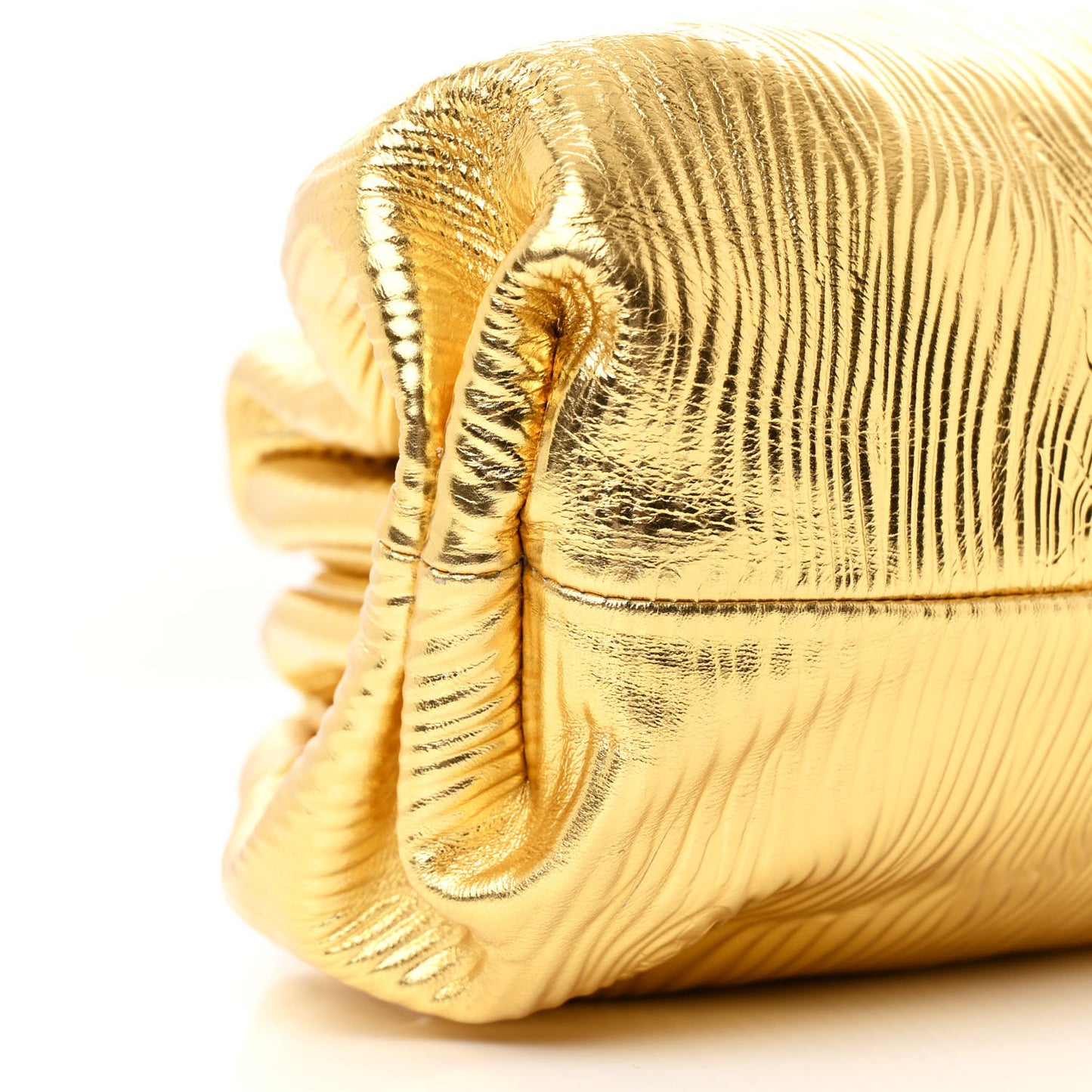 Metallic Bark Calfskin Embossed The Pouch Oversized Clutch Oro