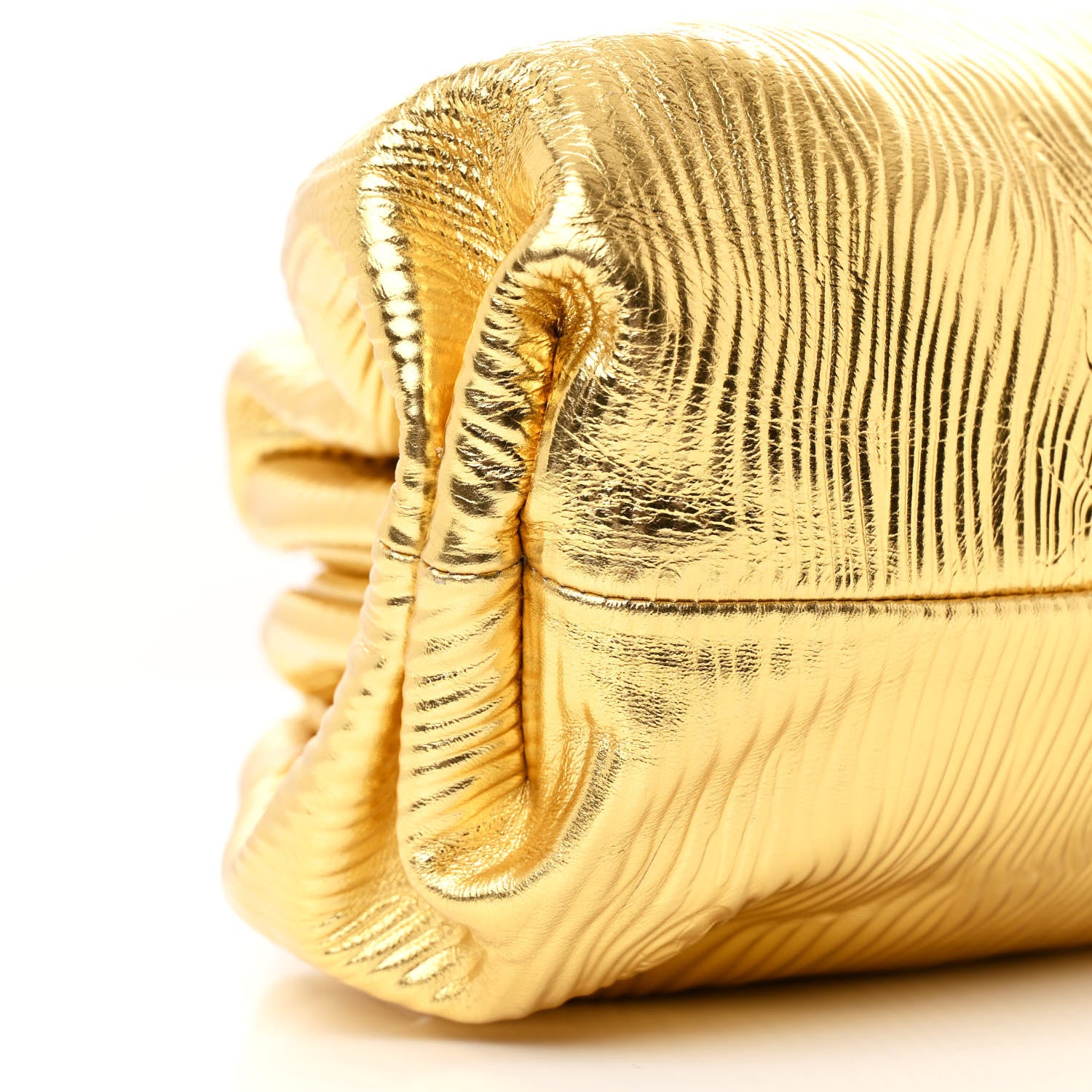 Bottega Veneta Metallic Bark Calfskin Embossed The Pouch Oversized Clutch Oro 9 of 10