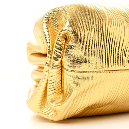 Bottega Veneta Metallic Bark Calfskin Embossed The Pouch Oversized Clutch Oro 9 of 10