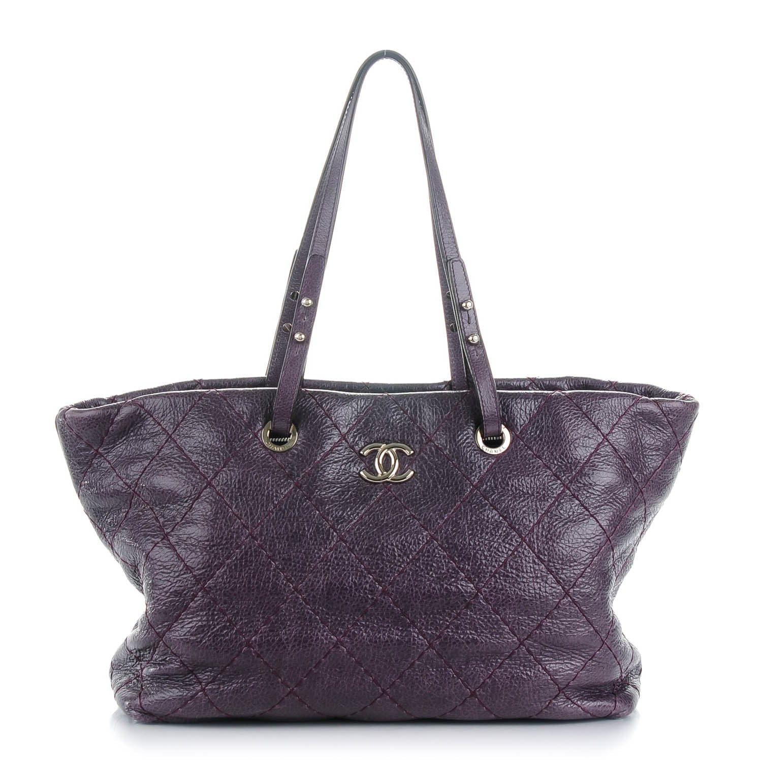 Chanel Glazed Calfskin Large On The Road Tote Purple 1 of 7