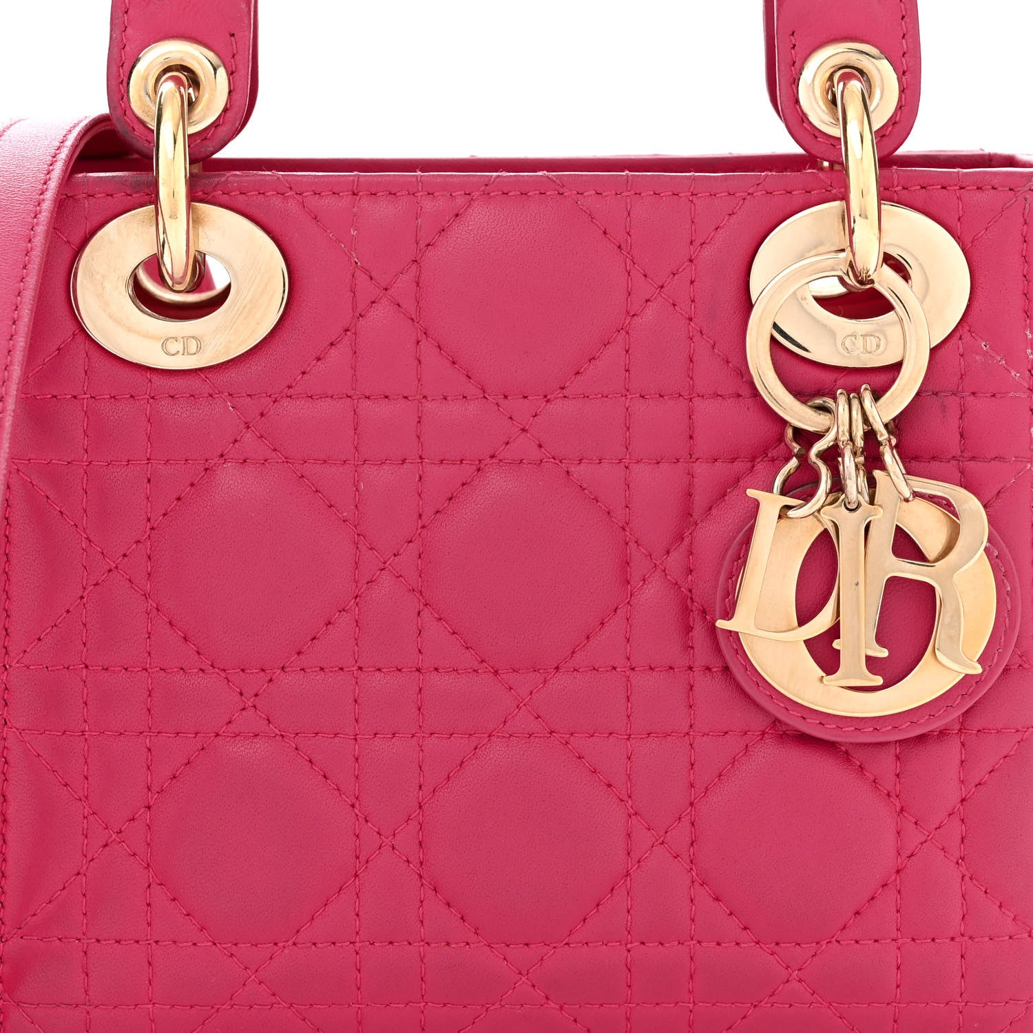 Christian Dior Lambskin Cannage Mini Lady Dior Fuchsia 8 of 15