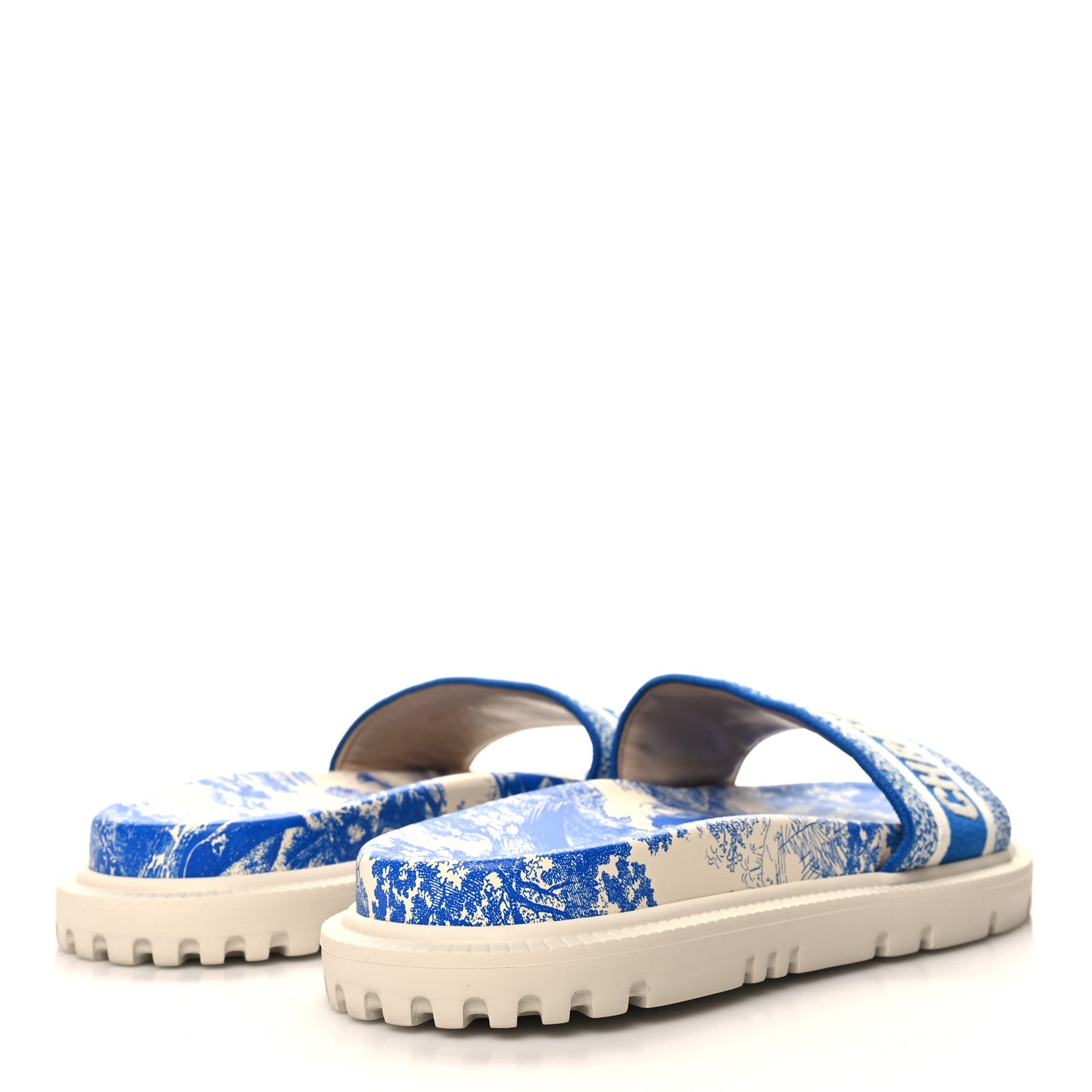 Christian Dior Canvas Toile de Jouy Embroidered Dway 10mm Slide Sandals 39.5 Blue 4 of 8