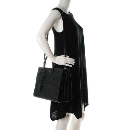 Saint Laurent Crocodile Embossed Small Sac de Jour Dusty Black 2 of 7