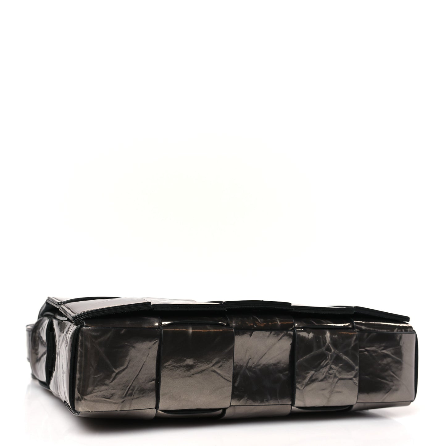 Metallic Crushed Calfskin Maxi Intrecciato Cassette Crossbody Bag Anchor