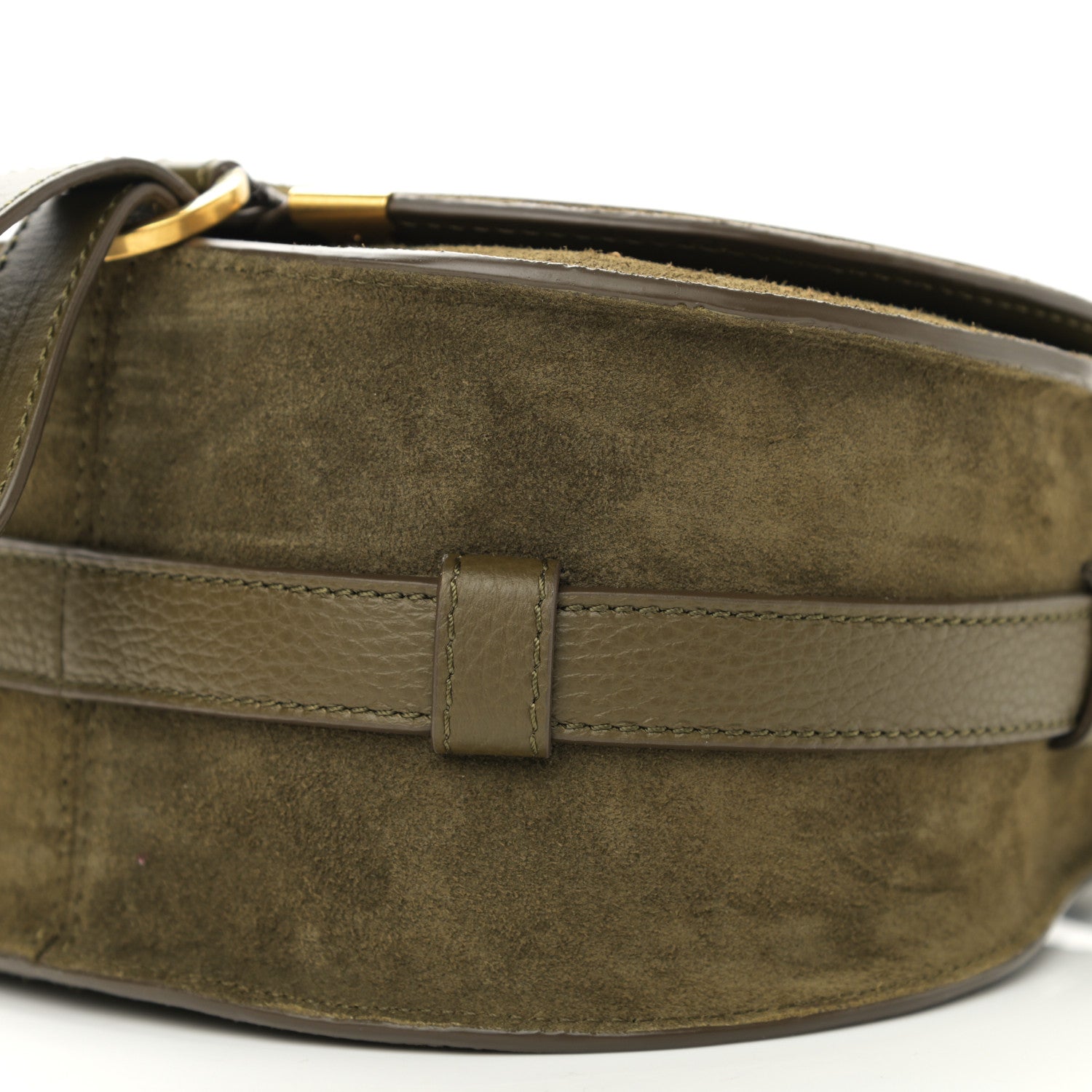 Chloe Suede Calfskin Mini Marcie Round Crossbody Bag Deep Olive 10 of 10