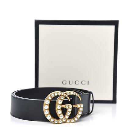 Gucci Moon Calfskin Pearl Double G 40mm Belt 95 38 Black Cream 5 of 5