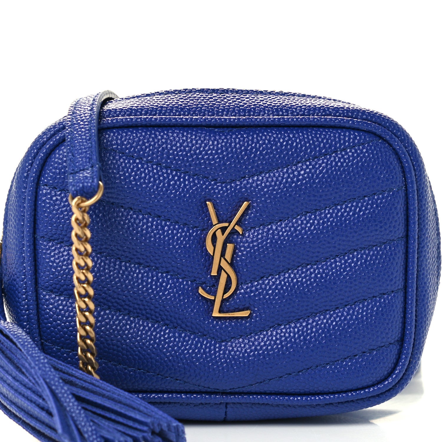 Saint Laurent Grain De Poudre Matelasse Monogram Baby Lou Camera Bag Sapphire Blue 8 of 10