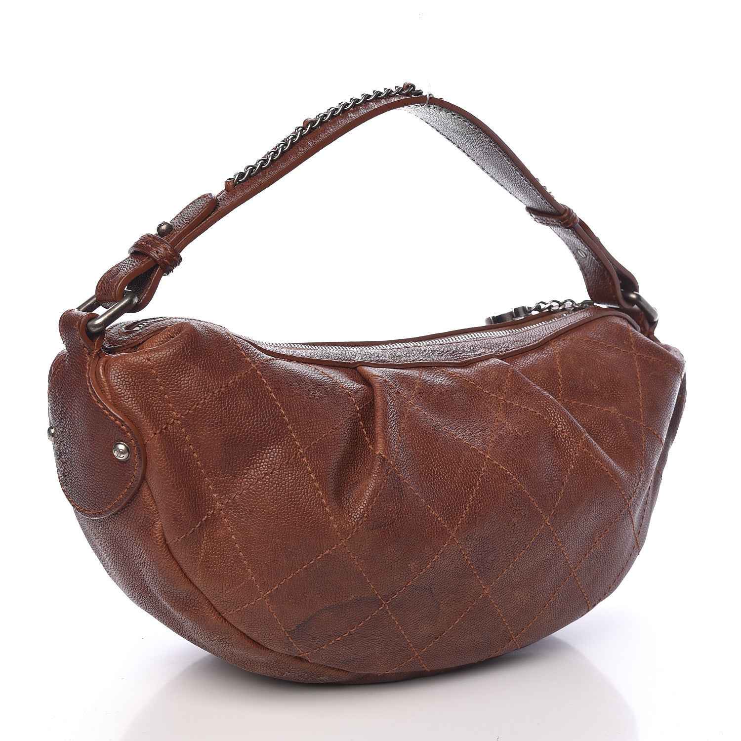 Chanel Caviar Stitched Outdoor Ligne Hobo Brown 3 of 11
