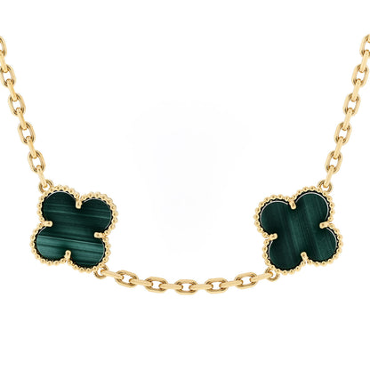 Van Cleef & Arpels 18K Yellow Gold Malachite 10 Motifs Vintage Alhambra Necklace 4 of 8