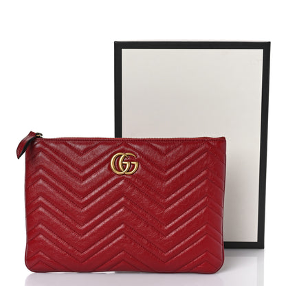 Gucci Azalea Calfskin Matelasse Heart GG Marmont Zip Pouch Romantic Cerise 12 of 12