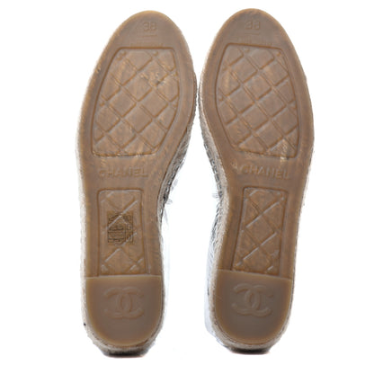 Chanel Laminated Goatskin CC Espadrilles 38 Silver 6 of 10