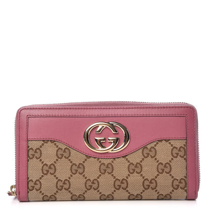 Gucci Monogram Margaux Calfskin Sukey Zip Around Wallet Beige Ebony Vintage Rose 1 of 8
