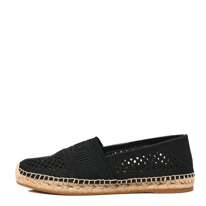 Christian Dior Canvas Embroidered Perforated Granville Espadrille 38.5 Black 1 of 7