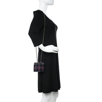 Chanel Tweed Quilted Mini Vanity Case With Chain Black 2 of 10