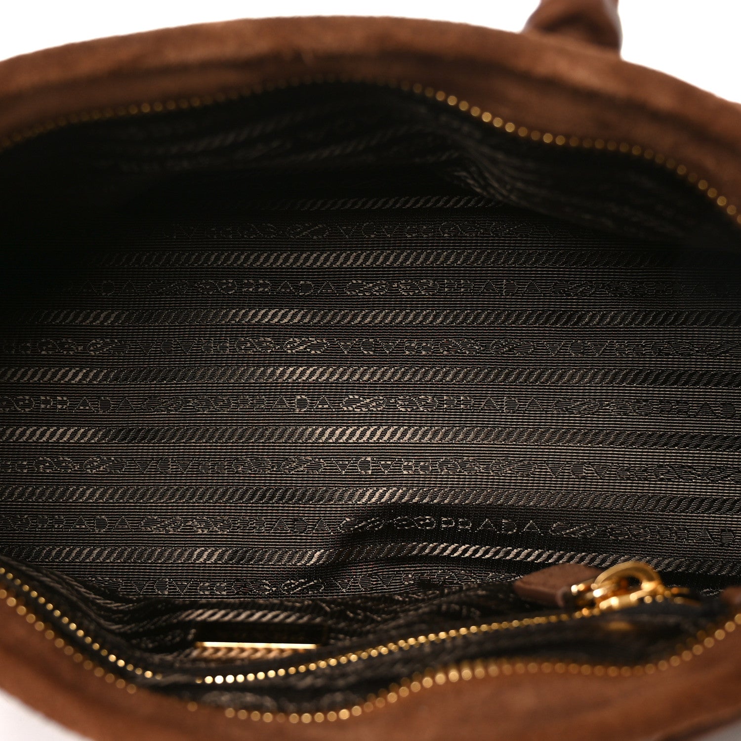 Prada Suede Triangle Medium Bonnie Shoulder Bag Cacao 5 of 9