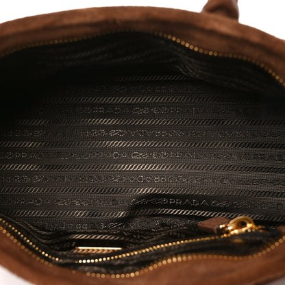 Prada Suede Triangle Medium Bonnie Shoulder Bag Cacao 5 of 9