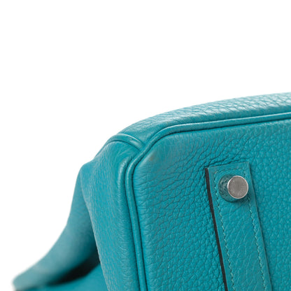 Hermes Taurillon Clemence Birkin 35 Turquoise 9 of 15