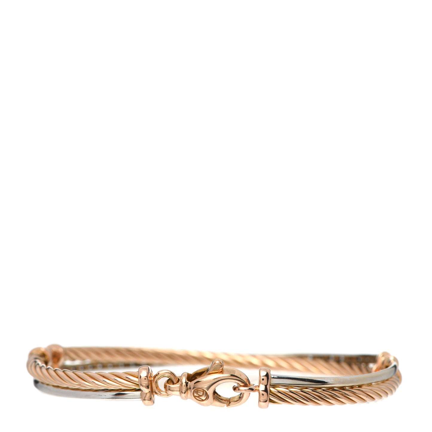 18K White Rose Gold Diamond Crossover Bracelet