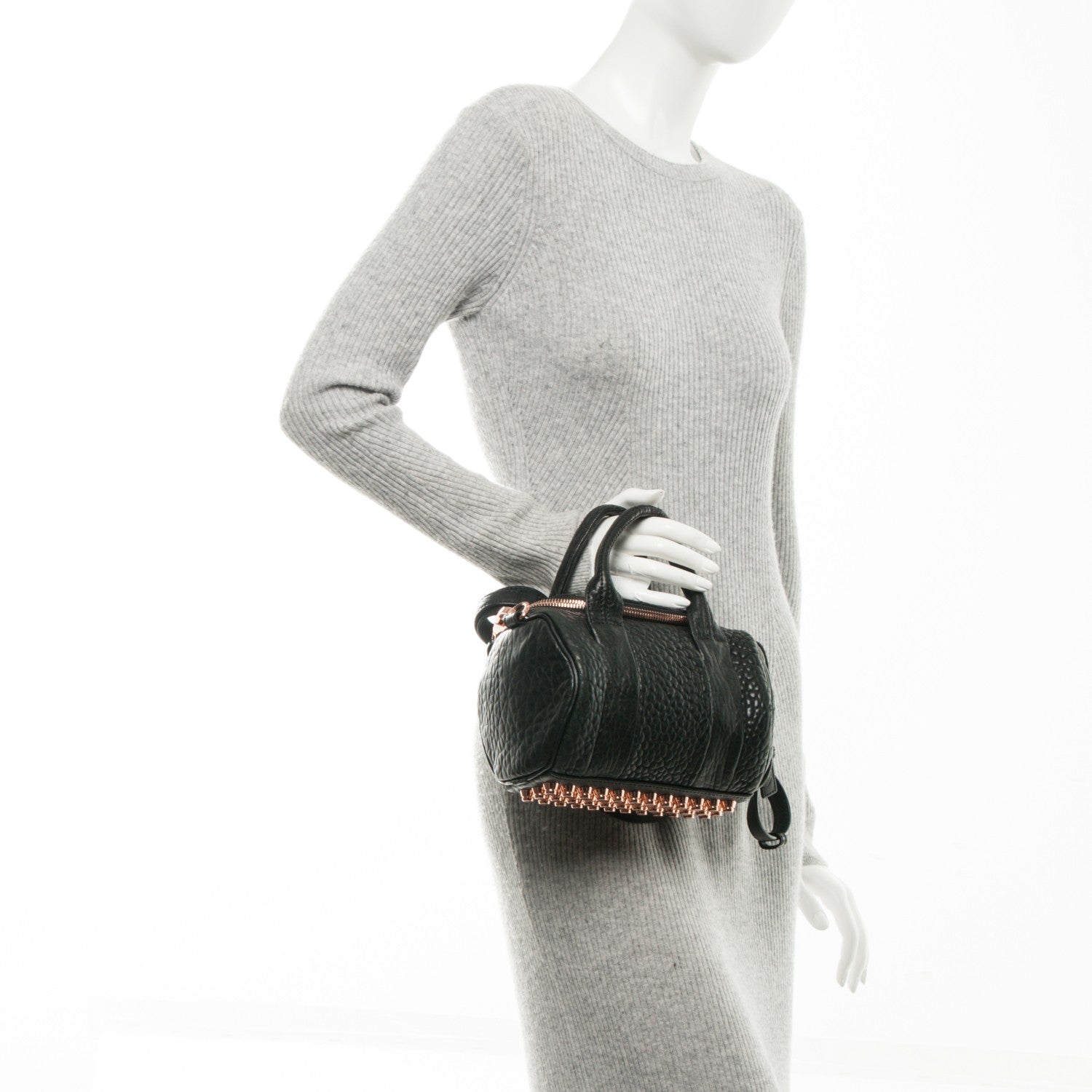 Alexander Wang Pebbled Lambskin Mini Rockie Black Rose Gold Hardware 3 of 7