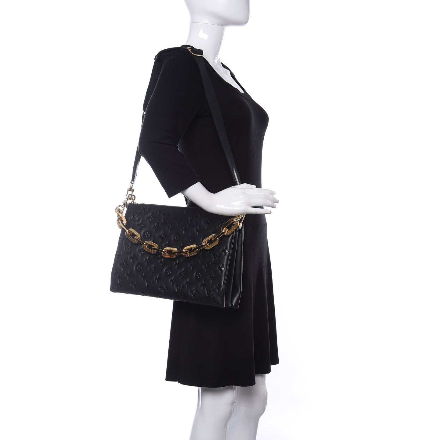 Lambskin Embossed Monogram Coussin MM Black