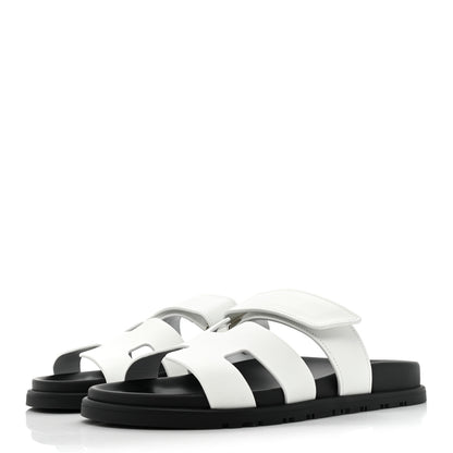 Hermes Calfskin Womens Chypre Sandals 37.5 White 3 of 9
