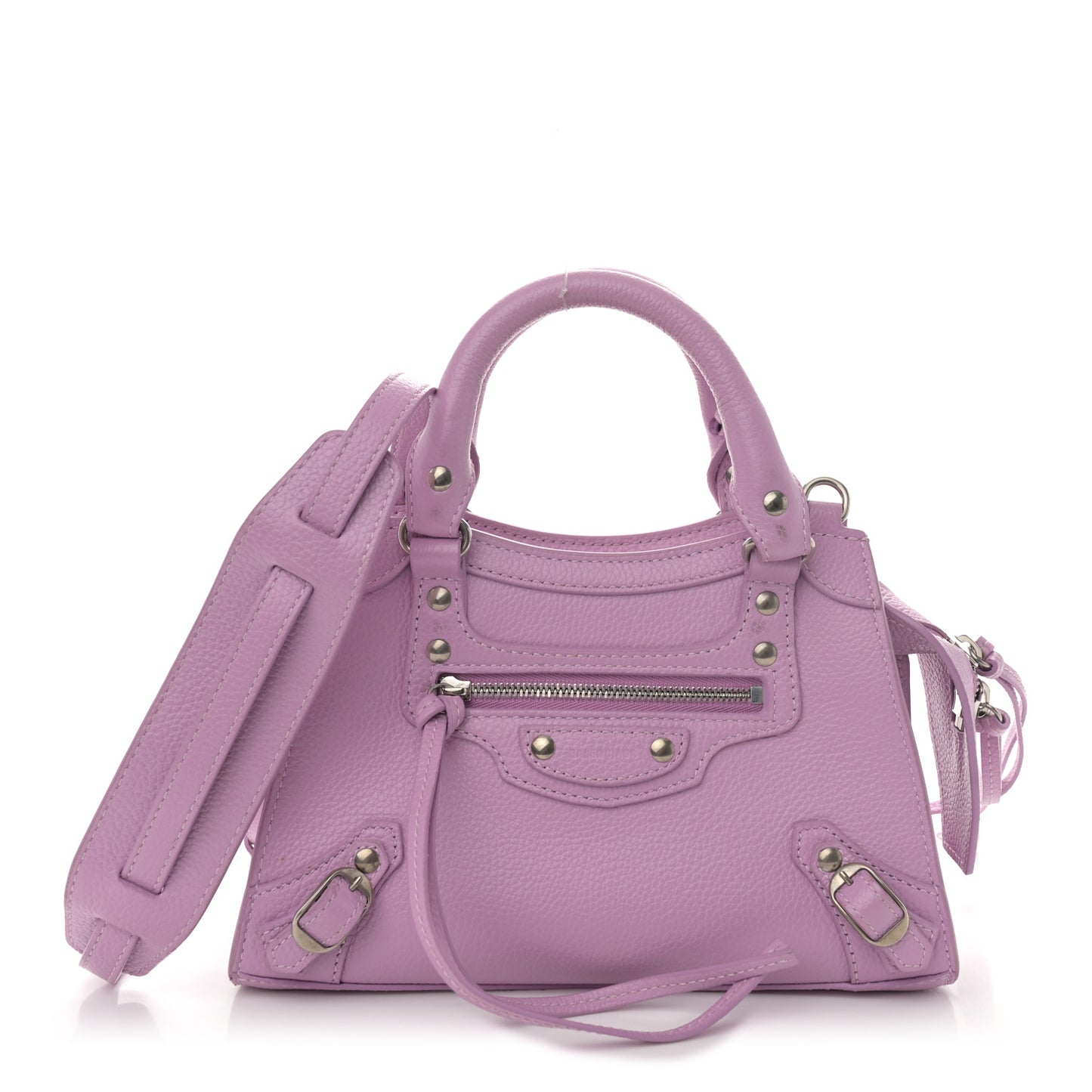 Grained Calfskin Neo Classic Silver Hardware Mini City Lilac