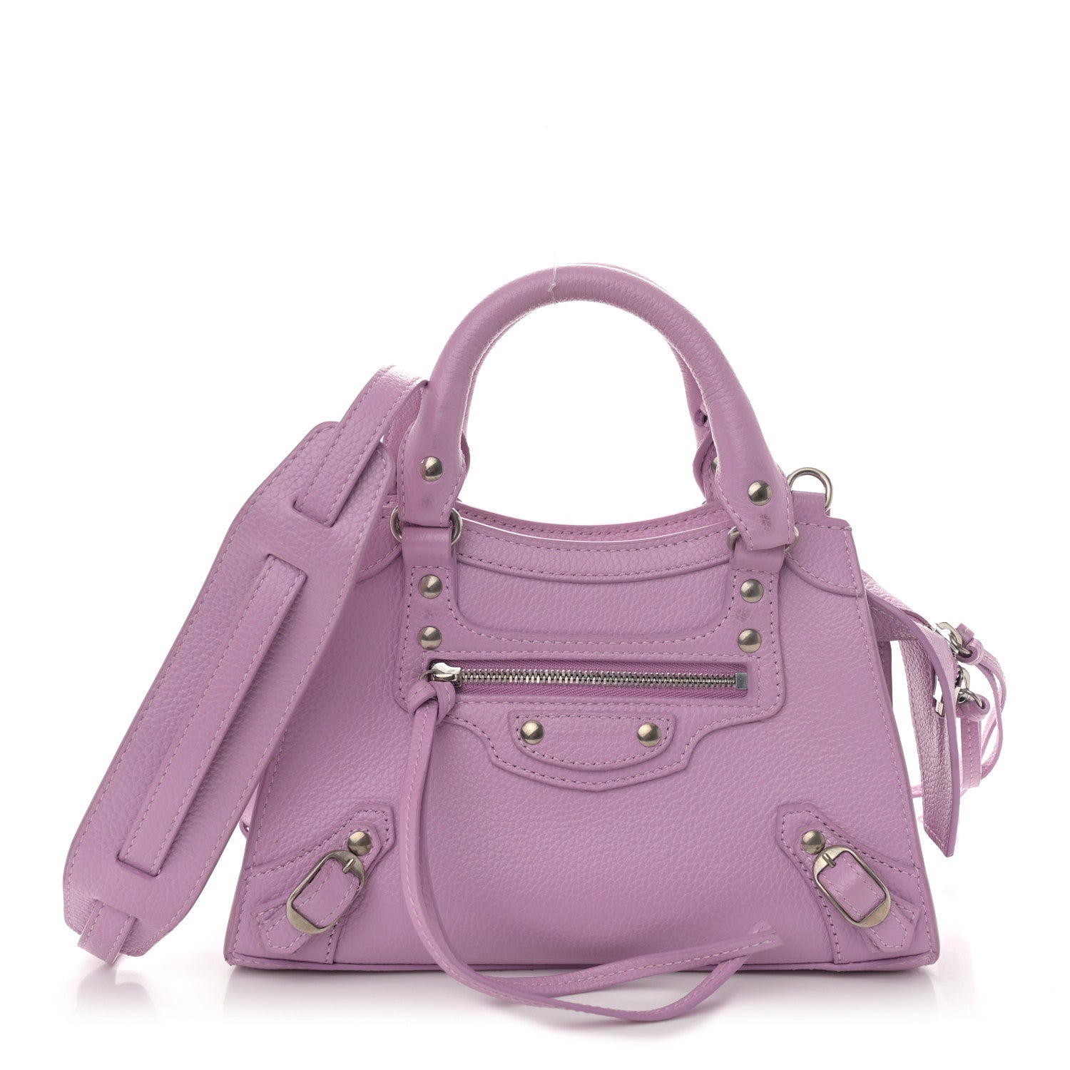 Balenciaga Grained Calfskin Neo Classic Silver Hardware Mini City Lilac 1 of 12