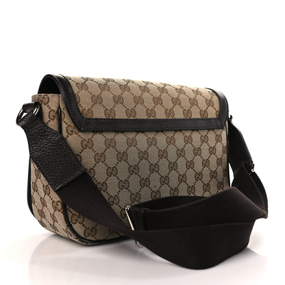 Gucci Monogram Flap Messenger Bag Beige Dark Brown 3 of 9