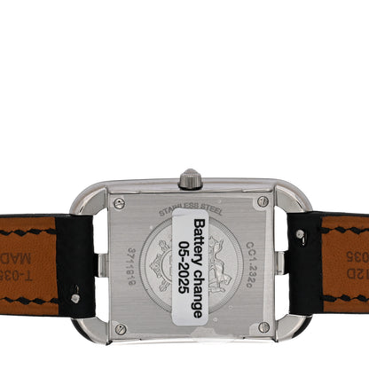 Hermes Stainless Steel Epsom Diamond Bezel Mother of Pearl 23mm Cape Cod Quartz Watch Noir 4 of 5