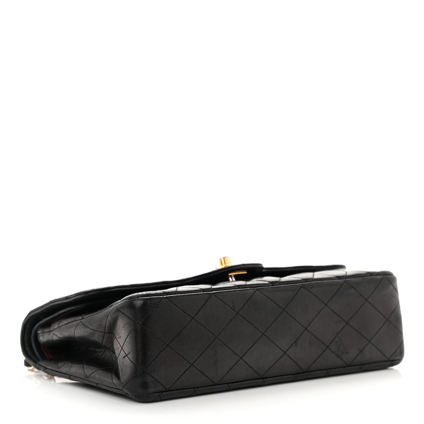 Lambskin Quilted Medium Double Flap Black