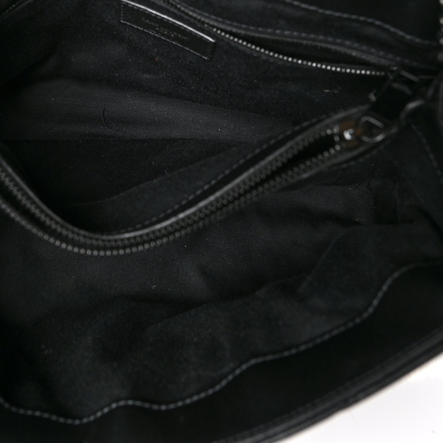Calfskin Y Quilted Monogram Medium Loulou Chain Satchel Black