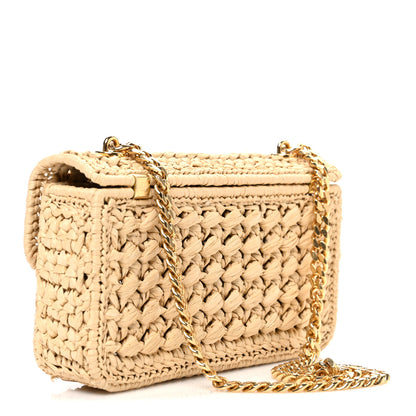 Celine Raffia Effect Claude Chain Shoulder Bag Natural 3 of 9