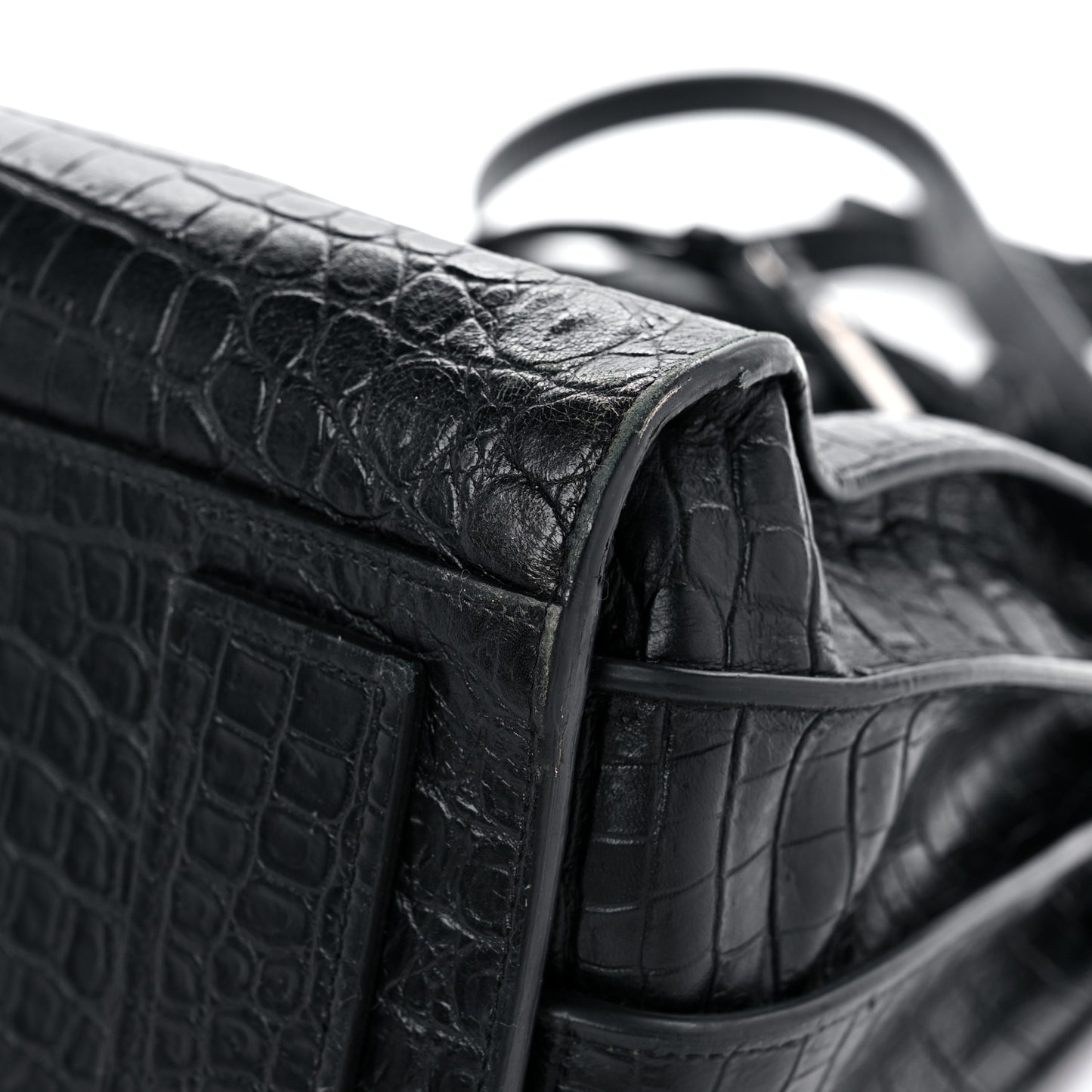 Calfskin Crocodile Embossed Small Supple Sac de Jour Black
