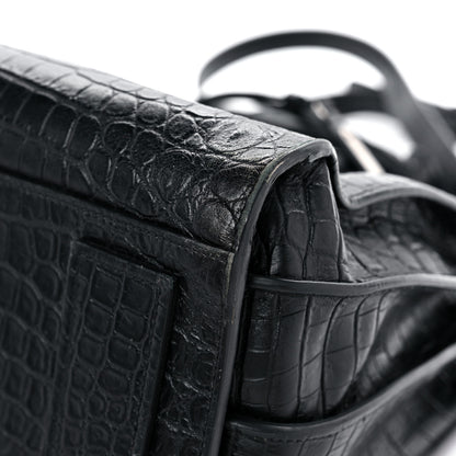 Saint Laurent Calfskin Crocodile Embossed Small Supple Sac de Jour Black 9 of 19