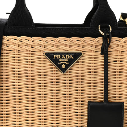 Prada Wicker Canvas Tote Naturale Black 10 of 12