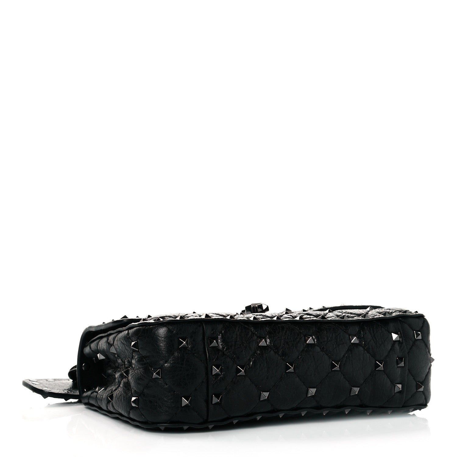 Valentino Garavani Craquele Nappa Small Rockstud Spike Shoulder Bag Black 3 of 7