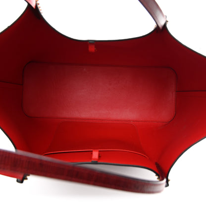 Christian Louboutin Lizard Embossed Calfskin Spiked Small Cabarock Shopper Tote Bourbon 5 of 10