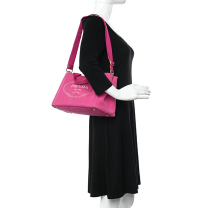 Prada Canapa Small Logo Tote Fuxia 2 of 12