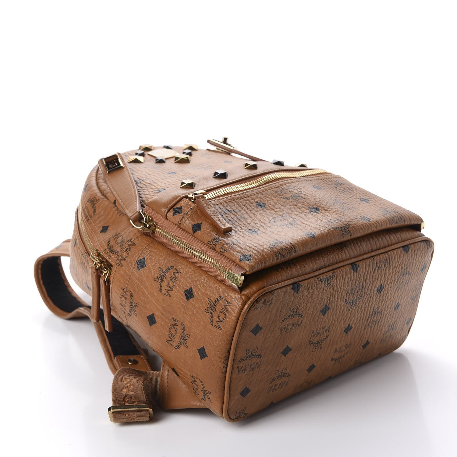 MCM Visetos Studded Small Dual Stark Backpack Cognac 3 of 10