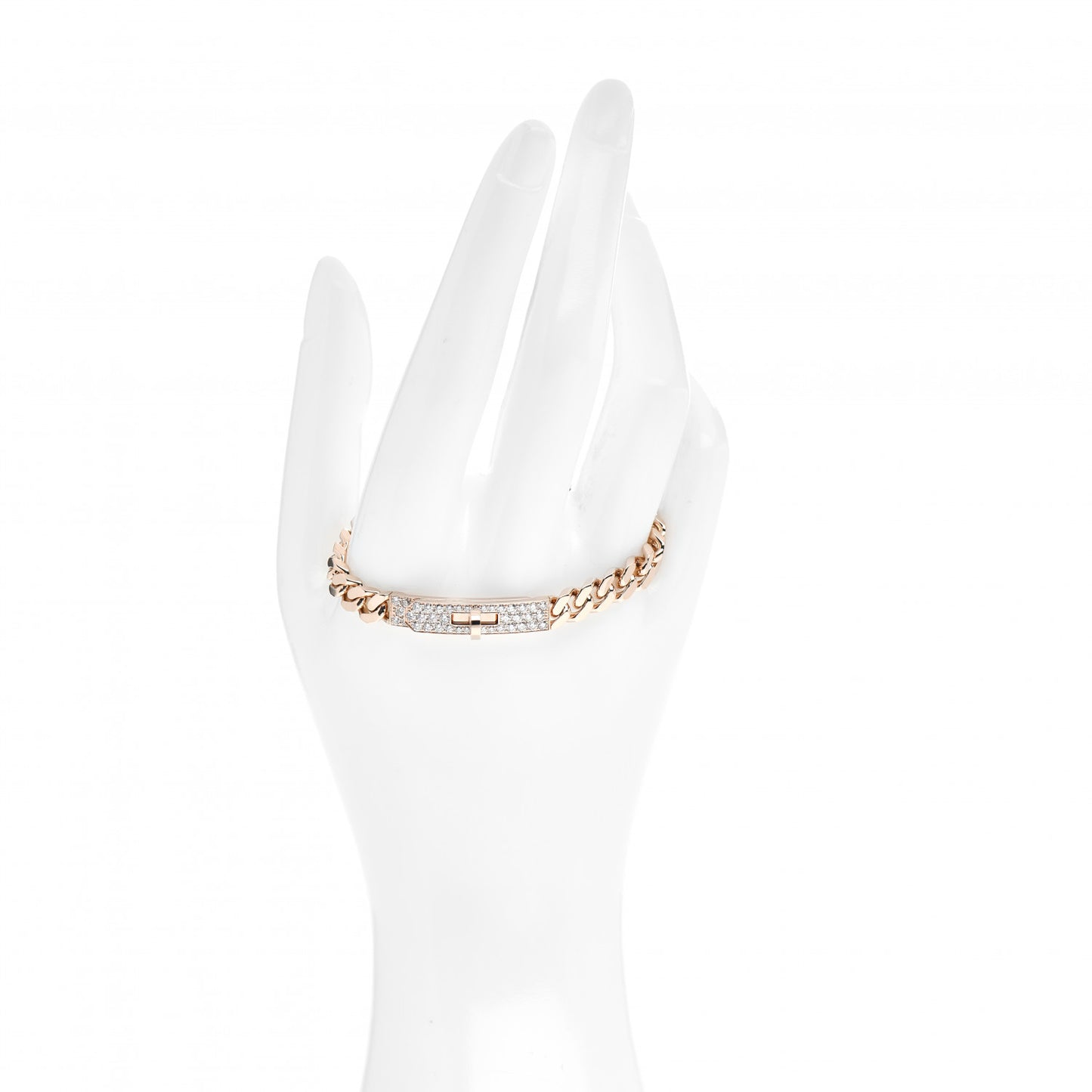 18K Rose Gold Diamond PM Kelly Gourmette Bracelet SH