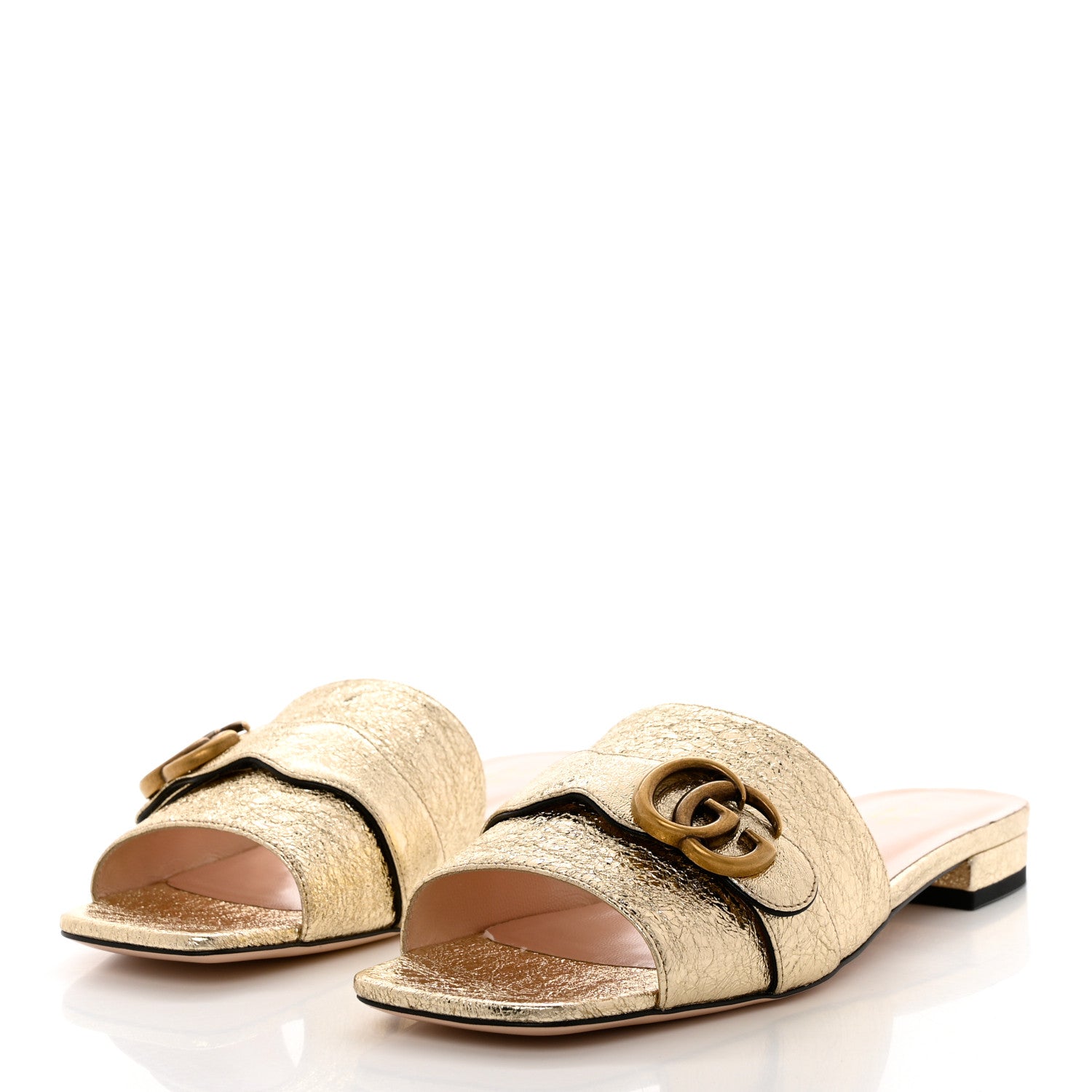 Gucci Galassia GG Marmont Flat Slide Sandals 41 Platino 3 of 9