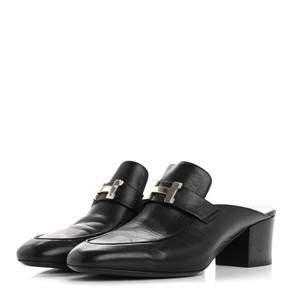 Hermes Goatskin Paradis Mules 40 Black 4 of 11
