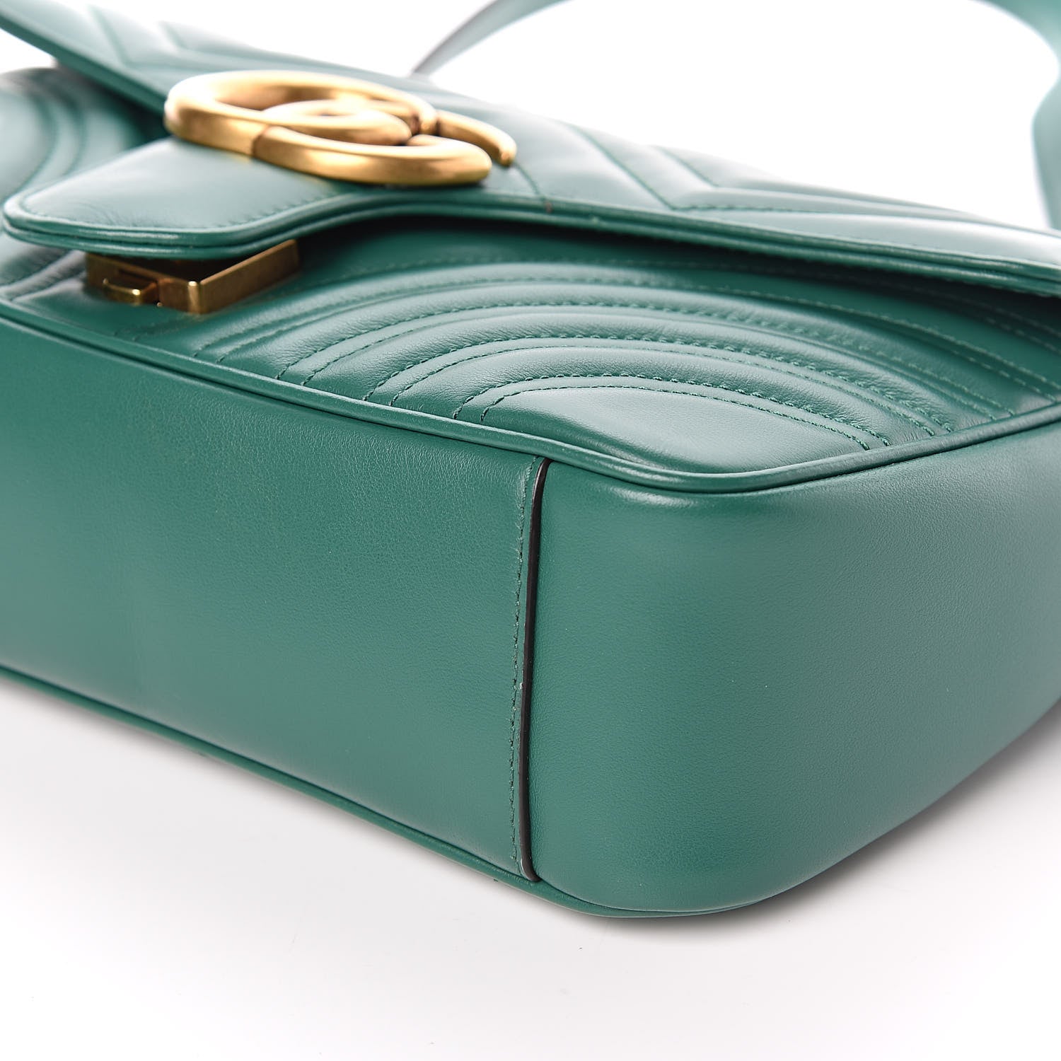 Gucci Calfskin Matelasse Small GG Marmont Shoulder Bag Emerald Green 9 of 10