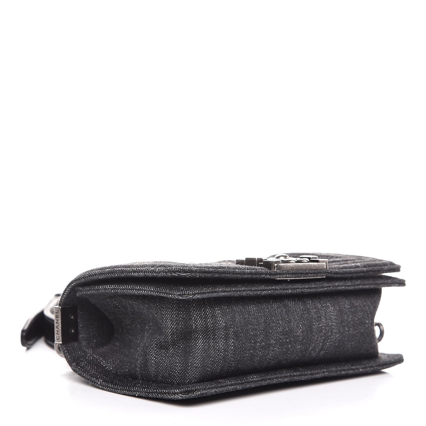 Denim Quilted Small Boy Flap Black