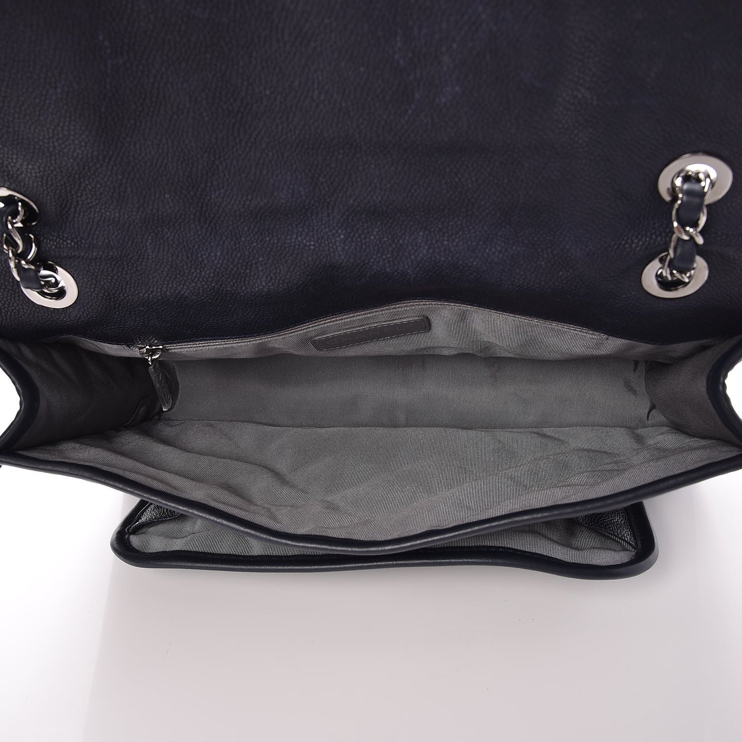 Caviar Quilted Large French Riviera Flap Navy Blue