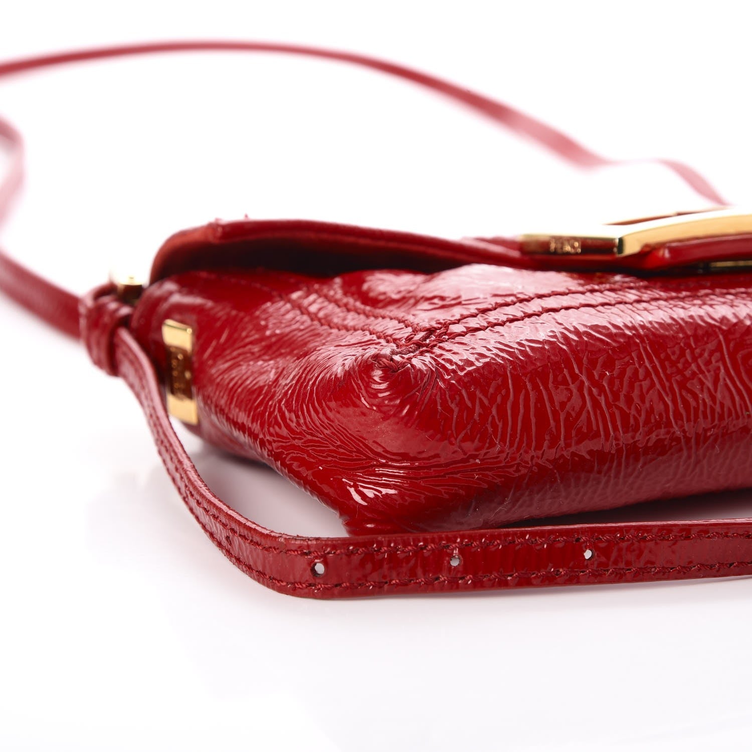 Fendi Vitello Naplak Small Convertible Baguette Rosso 12 of 13